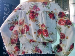 Floral Print Top &amp; Off shoulder Set