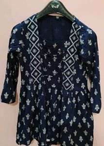 Navy Blue Printed Top