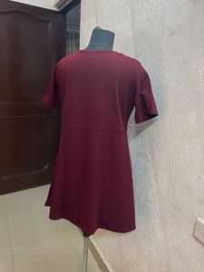 Burgundy Fit &amp; Flare Dress