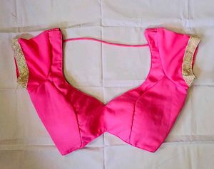 Sheer Back Padded Georgette Blouse With Lace
