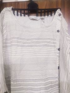 White Kurti With Black Stripes From Max