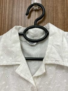MANGO white Lace Crop Shirt for Women