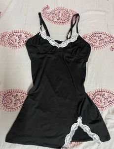bow lace slip dress