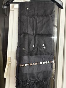 Elegant Black Dupatta with Mirror Work Borders