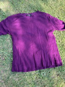 Purple Ribbed Knit Top