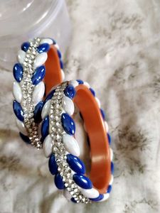 Blue & White Beaded Bangles