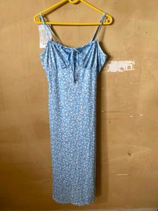 Blue Ditsy Midi Dress