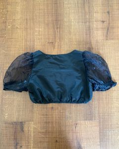 Black Puff Sleeves Blouse