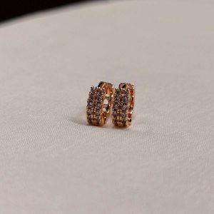 Rose Gold Pave Hoop Earrings