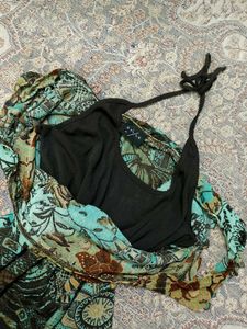 Y2k Patterned Halter Top.