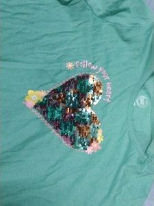 Green Sequin Heart Tee