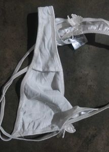 White Satin Thong