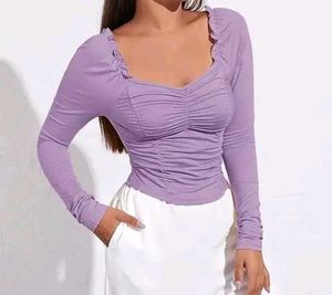 Ruched Lavender Long Sleeve Top
