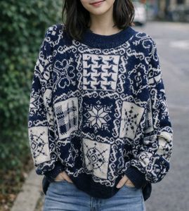Patterned Knit Pullover Sweater