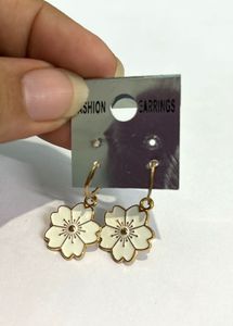 White Flower Drop Earrings