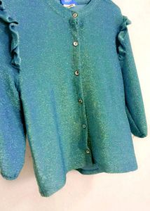 Sparkly Blue Ruffle Cardigan