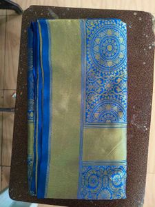 Elegant Blue & Gold Saree
