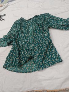 Floral Print Green Blouse