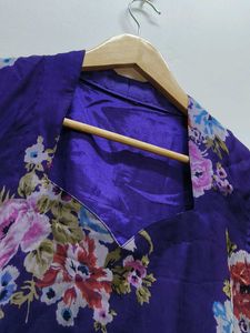 Women Purple Floral Printed Chiffon A- Line Kurta