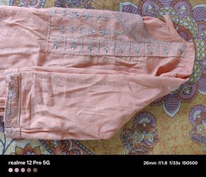 Peach Kurti with Silver Detail