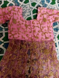 Elegant Pink &amp; Gold Anarkali