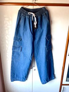 Baggy Denim Cargo Pants