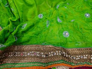 Heavy Georgette Popat Green Saree