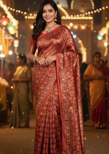 Elegant Red Silk Saree🏷️