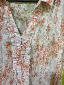 Floral Print Ruffle Blouse