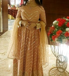 SALE!!Pastel Peach Heavy Sequinns Gown ❤️