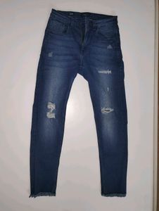 Ripped Dark Wash Denim Torn Jeans