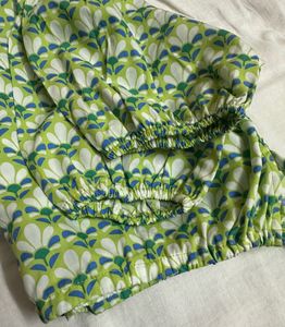 Green Patterned Crop Top