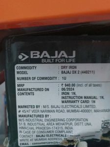 Bajaj DuraGlide Soleplate Iron