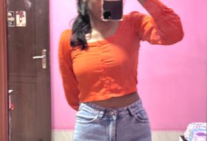 Orange Square Neck Top