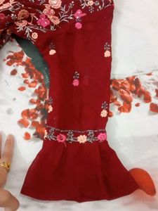 Maroon Embroidered Kurta Set