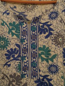 Straight Kurta With Blue Green Prints