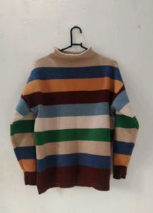 Striped Mock Neck Sweater