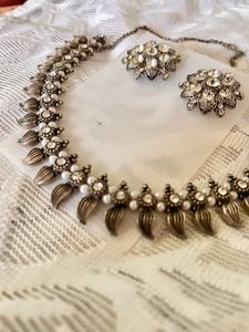 Oxidised Necklace Plus Earrings