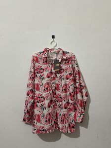 Yazwee Pink Flower Printed Shirt