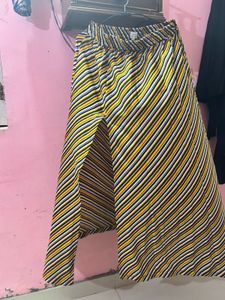 Multicolor Striped Cotton Wrap Skirt
