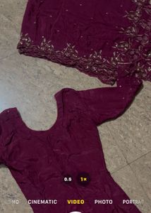 Maroon Embroidered Kurta Set