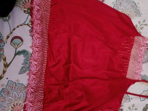 3 Piece Red Satin Night Suit Set In L Size