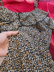 Price Drop🔥New Midi Black Printed Dress