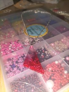 Ruby Crystal Pendant With Silver Chain❤️