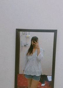 White Short Kurti With Thread Embroidery