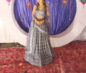 Grey Embellished Lehenga Choli