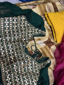 Emerald Green Mirror Work Blouse