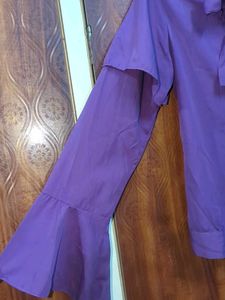 Purple Tie-Neck Blouse