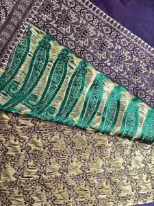 Purple &amp; Gold Banarasi Silk Saree