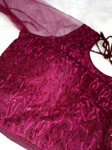 Wine Embellished Blouse